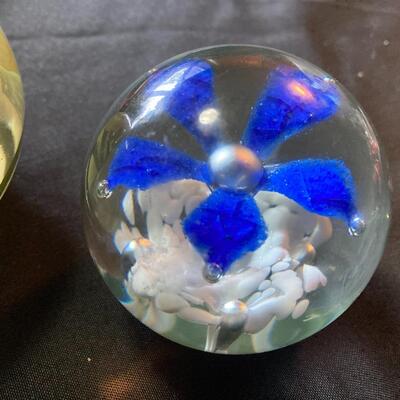 Glass Paperweight and Votive Lot 5â€ and 3â€