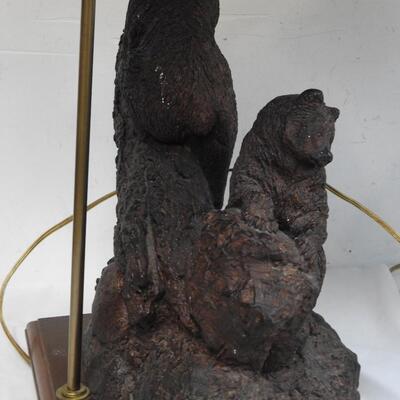 Two Bear Statue Lamps, Work, Lights Have Three Settings, Some Damage
