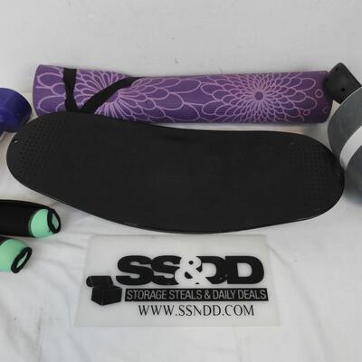 Exercise Equipment: Balence Board, Ab Roller, Yoga Mat, Weight