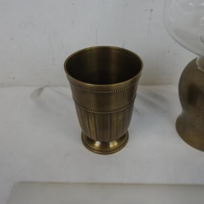 1 Brass Chalice and a Brass Candle Holder with Glass Cover