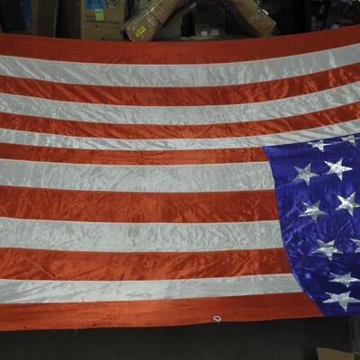 138 Inch Long American Flag, Silver Stars with Some Wear, 44 Star Flag (Wyoming), one star is missing