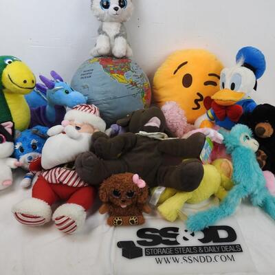 16 Stuffed Animals: Globe, to Donald Duck to Blue Dragon