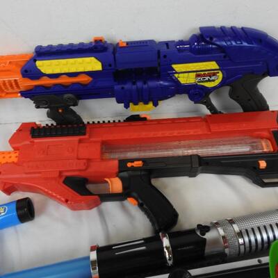 Kids Weapons: 7 Nerf and Dart Blasters, and 4 Swords 1 Minecraft