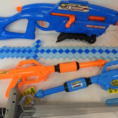 Kids Weapons: 7 Nerf and Dart Blasters, and 4 Swords 1 Minecraft
