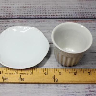 Vintage White Ceramic Cappuccino Cup and Dish