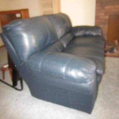 LOT 3 BLUEISH GRAY LEATHER DOUBLE RECLINER