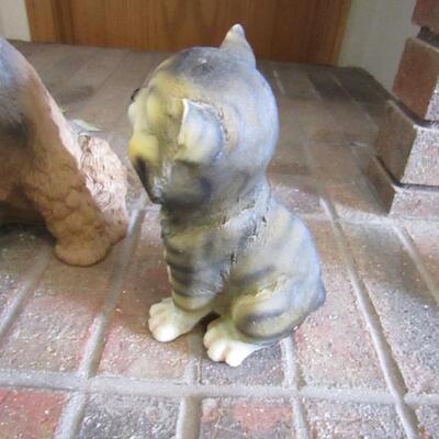 LOT 4 CAT AND DOG STATUES