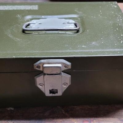 Lot 227: Vintage Green Metal Cash Box