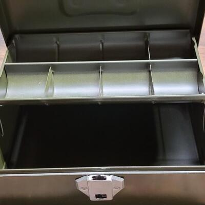 Lot 227: Vintage Green Metal Cash Box