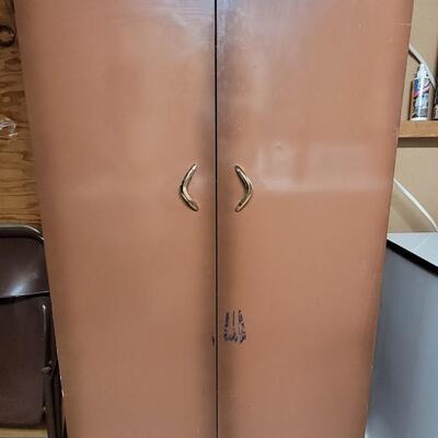 Lot 266: Brown Metal Utility Cabinet Cupboard