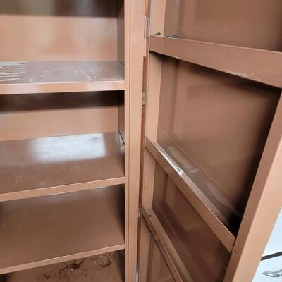 Lot 266: Brown Metal Utility Cabinet Cupboard