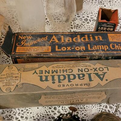 Lot 273: Large Lot of Kerosene Lamp Chimneys, Wicks and Other Parts
