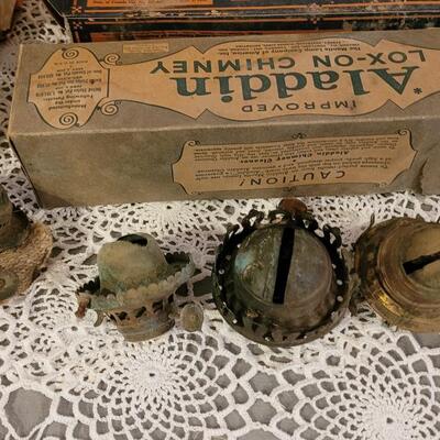 Lot 273: Large Lot of Kerosene Lamp Chimneys, Wicks and Other Parts