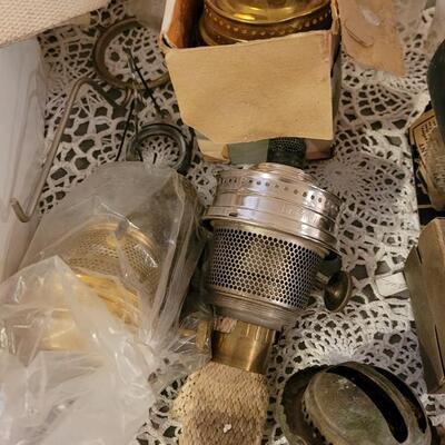 Lot 273: Large Lot of Kerosene Lamp Chimneys, Wicks and Other Parts