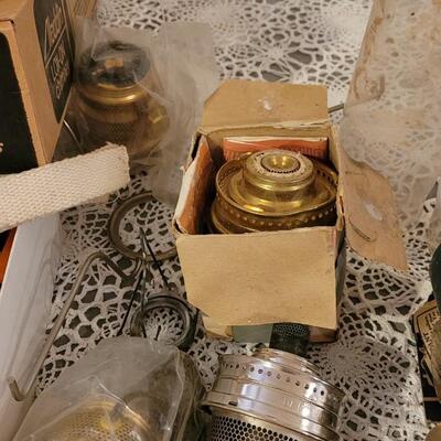 Lot 273: Large Lot of Kerosene Lamp Chimneys, Wicks and Other Parts