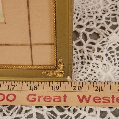 Lot 278: Antique Original Watercolor Artwork in Green Antique Frame- Missing Glass and Back of Frame