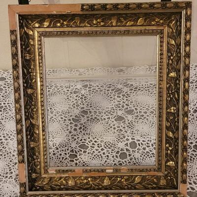 Lot 293: Antique Wood Gold Gilt Picture Frame and Black Decorative Frame