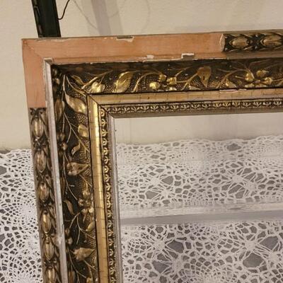 Lot 293: Antique Wood Gold Gilt Picture Frame and Black Decorative Frame