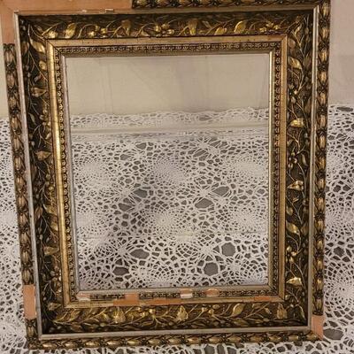 Lot 293: Antique Wood Gold Gilt Picture Frame and Black Decorative Frame
