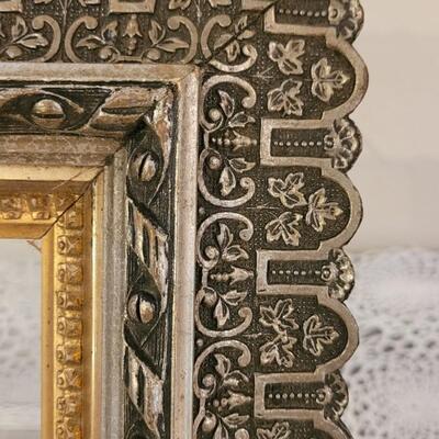 Lot 294: Antique Wood Silver and Gold Gilt Frame