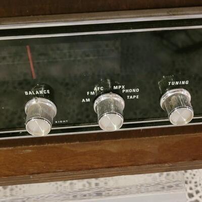 Lot 295: Mid Century Modern QUALITY SOUND Stereo Multiplex 37" Ã— 8.75" Ã— 6"