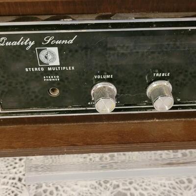 Lot 295: Mid Century Modern QUALITY SOUND Stereo Multiplex 37" Ã— 8.75" Ã— 6"