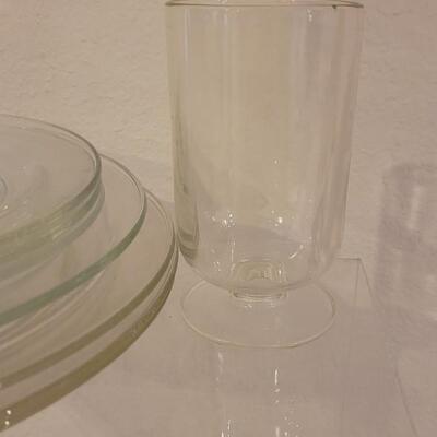 Lot 296: Vintage Glass Plates (made in Mexico), Glass Pitcher and Glass