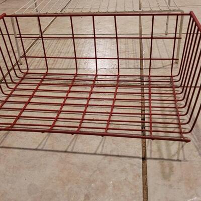 Lot 302: (3) Metal Under Shelf Baskets and (1) White Metal Riser