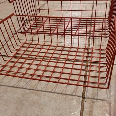 Lot 302: (3) Metal Under Shelf Baskets and (1) White Metal Riser