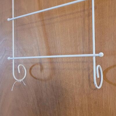 Lot 303: Vintage White Metal Over the Door Hanging Rack