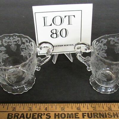 Vintage Cambridge Glass Etched Sugar and Creamer Set, Lorna Pattern