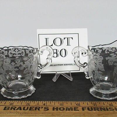 Vintage Cambridge Glass Etched Sugar and Creamer Set, Lorna Pattern