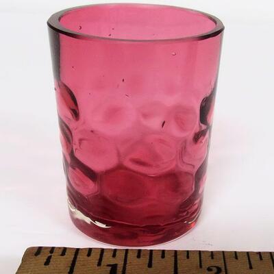 Small Cranberry Glass Toothpick Holder