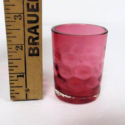 Small Cranberry Glass Toothpick Holder