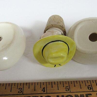 Vintage Cowboy Bottle Cork and Texas Alamo Cowboy Hat Shakers