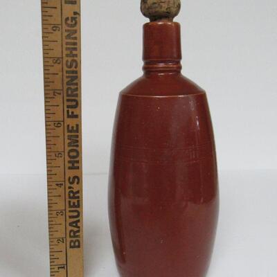 Old Stoneware Bottle With Old Cork, Unmarked