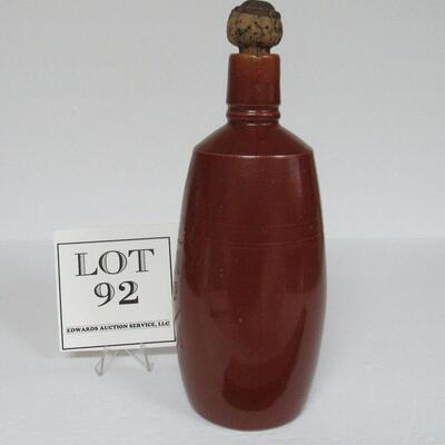 Old Stoneware Bottle With Old Cork, Unmarked