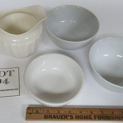 Pitcher and Heavy China Bowls