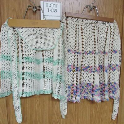 2 Nice Vintage Crocheted Aprons