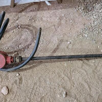 Lot 321: Vintage Farm Hand Crank FILL RITE Series 100 Pump w/ Original Hose Remnant