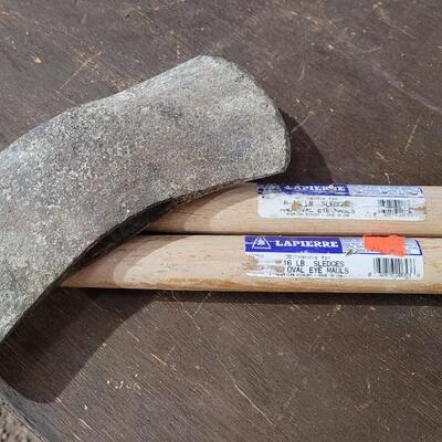 Lot 324: Antique Vintage Axe Blade w/ (2) New Handles