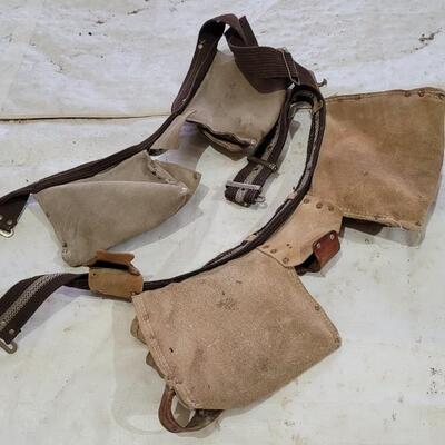 Lot 335: (2) Vintage Leather Toolbelts