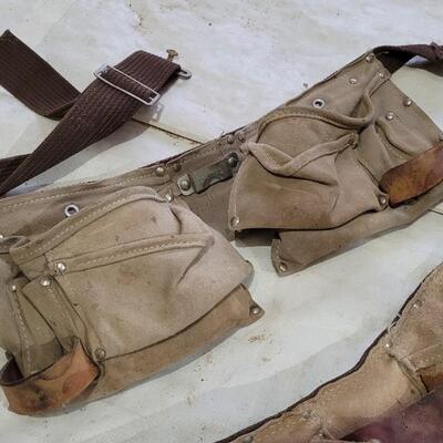 Lot 335: (2) Vintage Leather Toolbelts