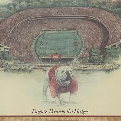 Vintage C. Morris UGA Progress Between The Hedges Print