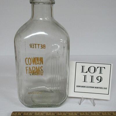 Vintage Cowan Farms, Oshkosh, Milk Bottle