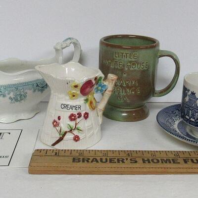 Misc Lot: Churchill England Blue Willow C/S, Frankoma Little White House Mug, Johnson Bros Eng Gravy