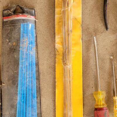 Lot 346: Assorted Tools, Welding Rods and Hardware