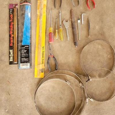 Lot 346: Assorted Tools, Welding Rods and Hardware