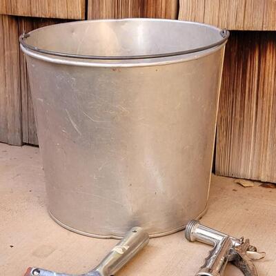 Lot 348: Metal Bucket. Squigee, and Sprayer