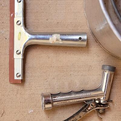 Lot 348: Metal Bucket. Squigee, and Sprayer